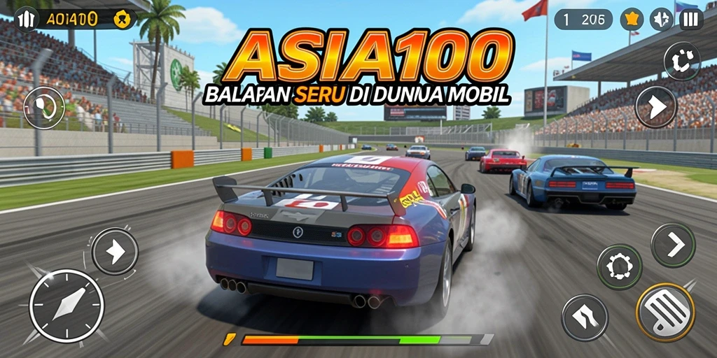 Gameplay seru balapan mobil di ASIA100.