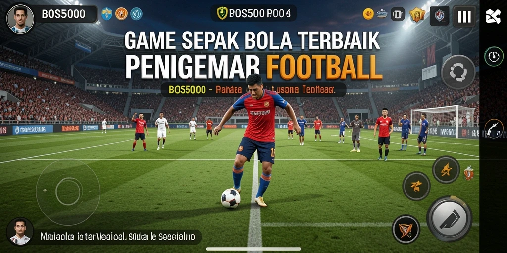 Tampilan seru gameplay sepak bola di BOS5000.