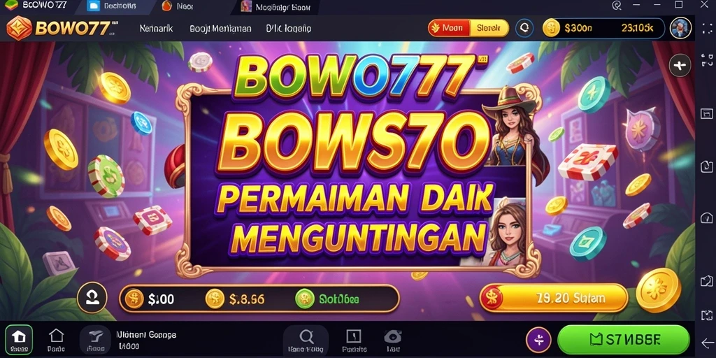 Tampilan gameplay menarik dari BOWO77 yang menunjukkan slot berputar.