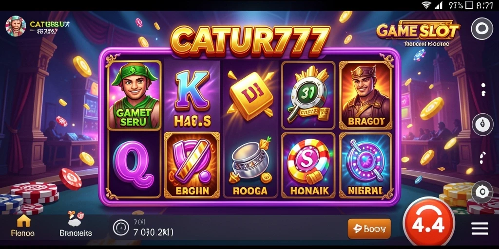 Tampilan gameplay Slot CATUR777 yang mengasyikkan dan penuh warna.