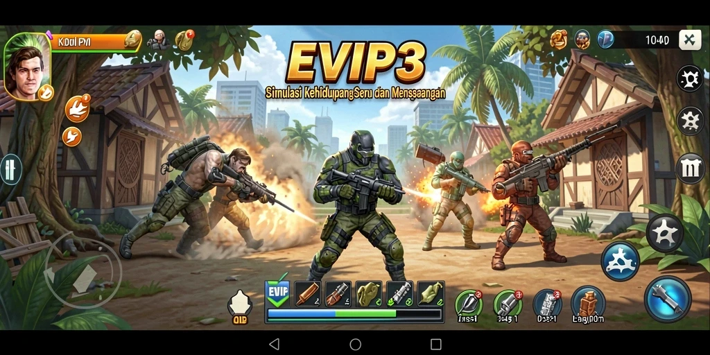 Tangkapan layar gameplay EVIP3 menampilkan momen seru dalam simulasi kehidupan.