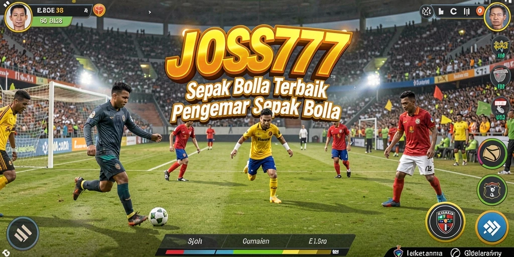 Screenshot gameplay JOSS777 menampilkan aksi seru di lapangan sepak bola.