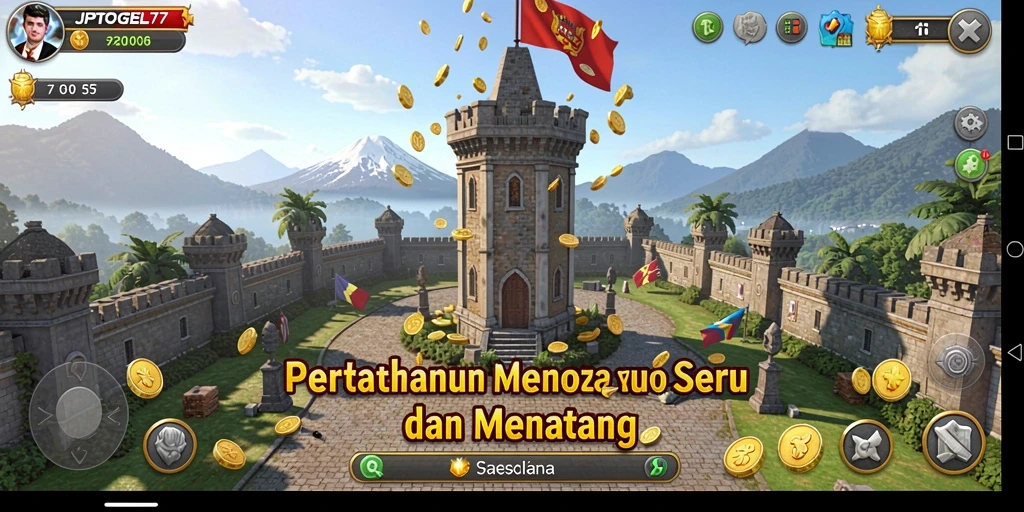 Screenshot JPTOGEL77 menunjukkan aksi mempertahankan menara yang intens.