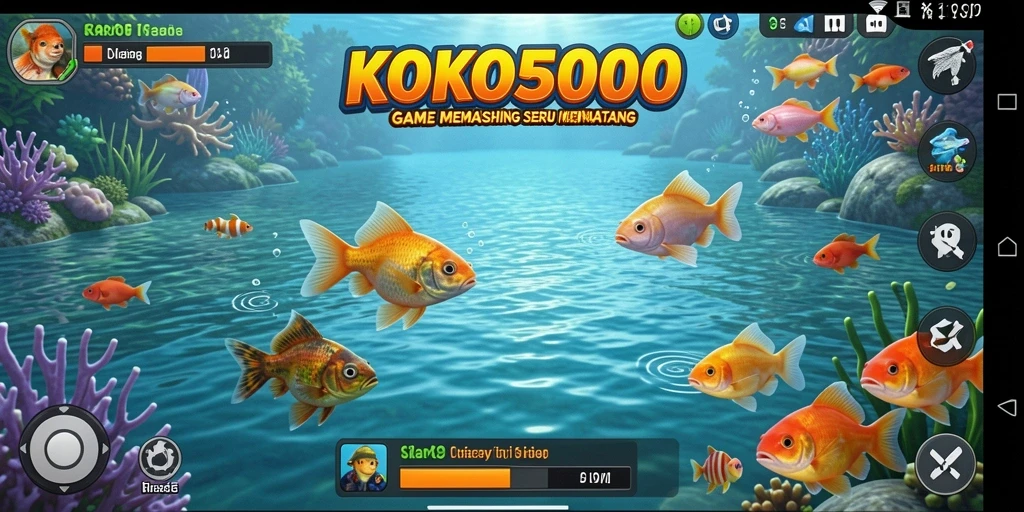 Tampilan gameplay KOKO5000 yang mendebarkan saat memancing.