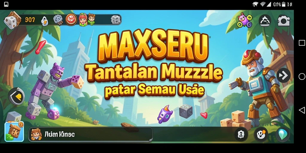 Tampilan gameplay <strong>MAXSERU</strong> dengan berbagai teka-teki yang menantang.