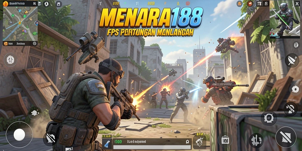 Tampilan gameplay intens dari MENARA188 dengan aksi tembak-menembak yang seru.
