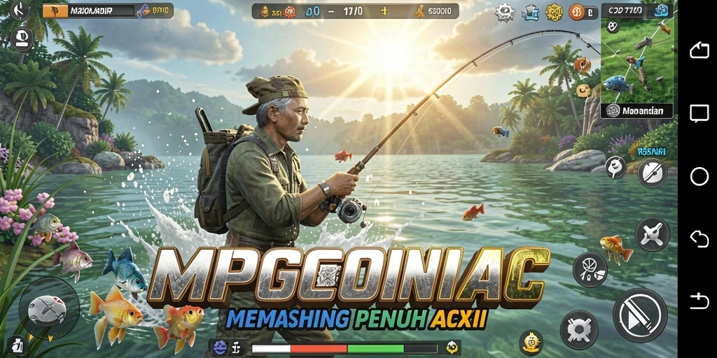 Screenshot MPOID menampilkan aksi memancing yang seru dan penuh warna.
