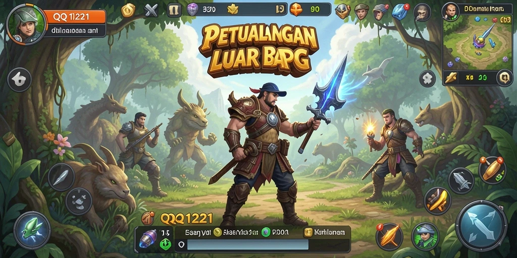 Gameplay QQ1221 menampilkan petualangan RPG yang seru dan menantang.