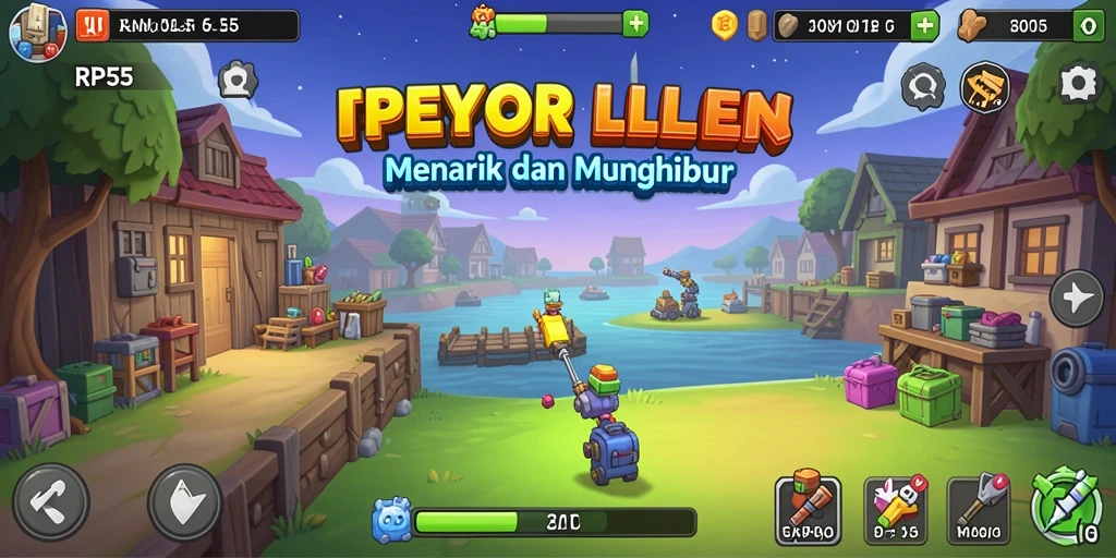 Screenshot menunjukkan karakter bertarung di dunia Idle yang penuh warna.