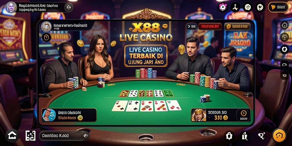 Tampilan gameplay Live Casino X88 yang mengasyikkan dan interaktif.